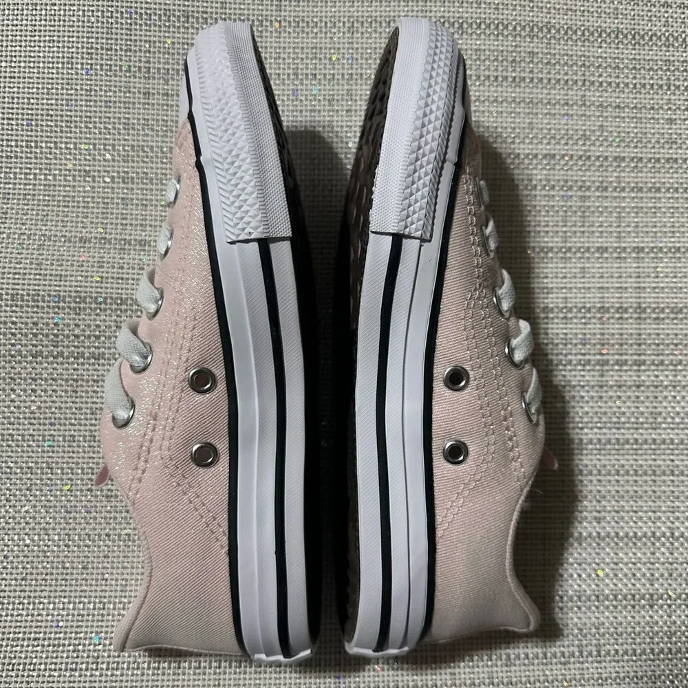 Converse 13 & 1,2,3 Girls Light Pink Metallic White Black Brown Soles Sneakers